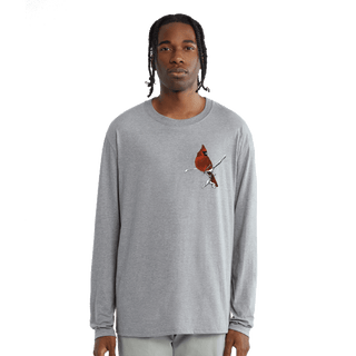 grey shirt with a bird
