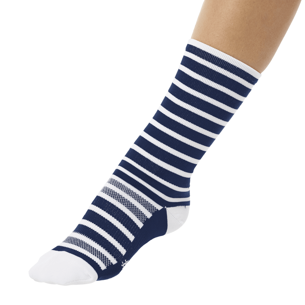 blue and white strips cycling socks