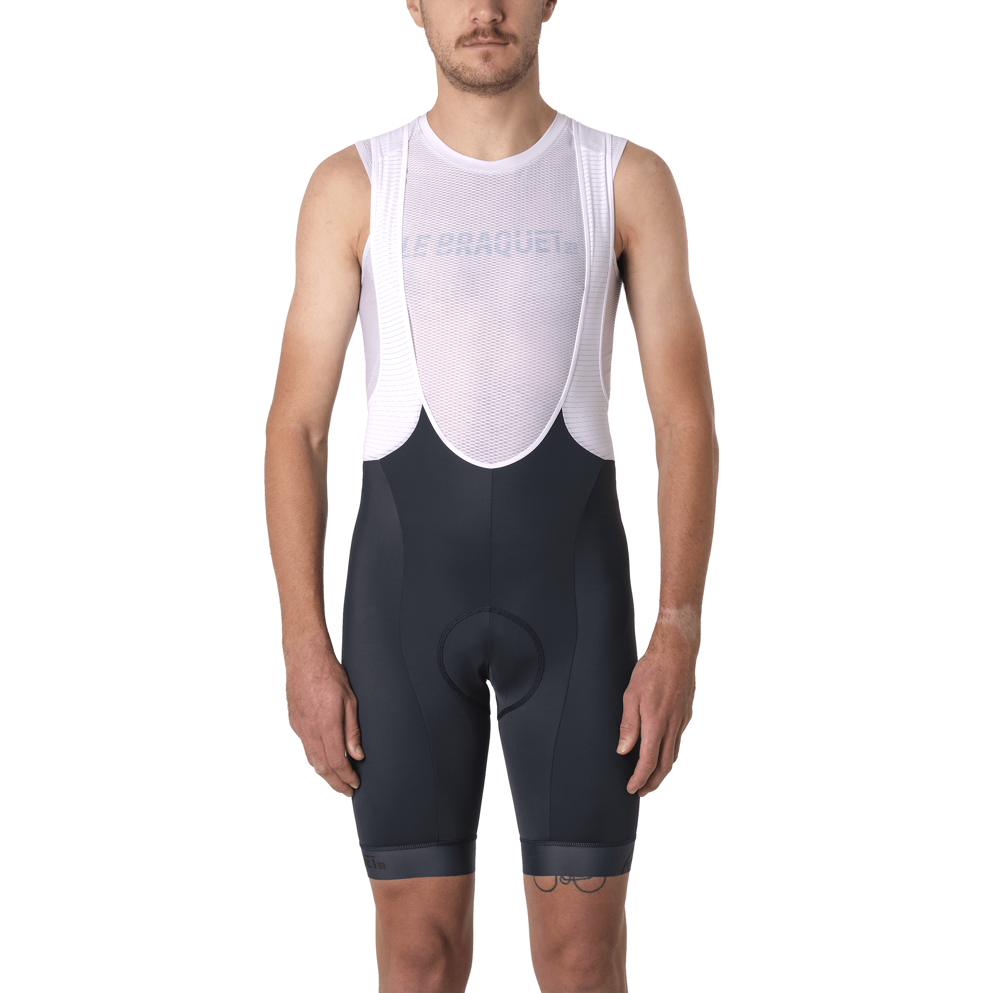 Grey cycling top bib shorts