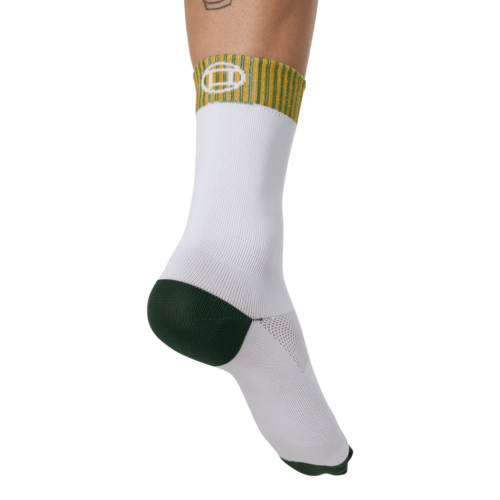 white and green cycling socks